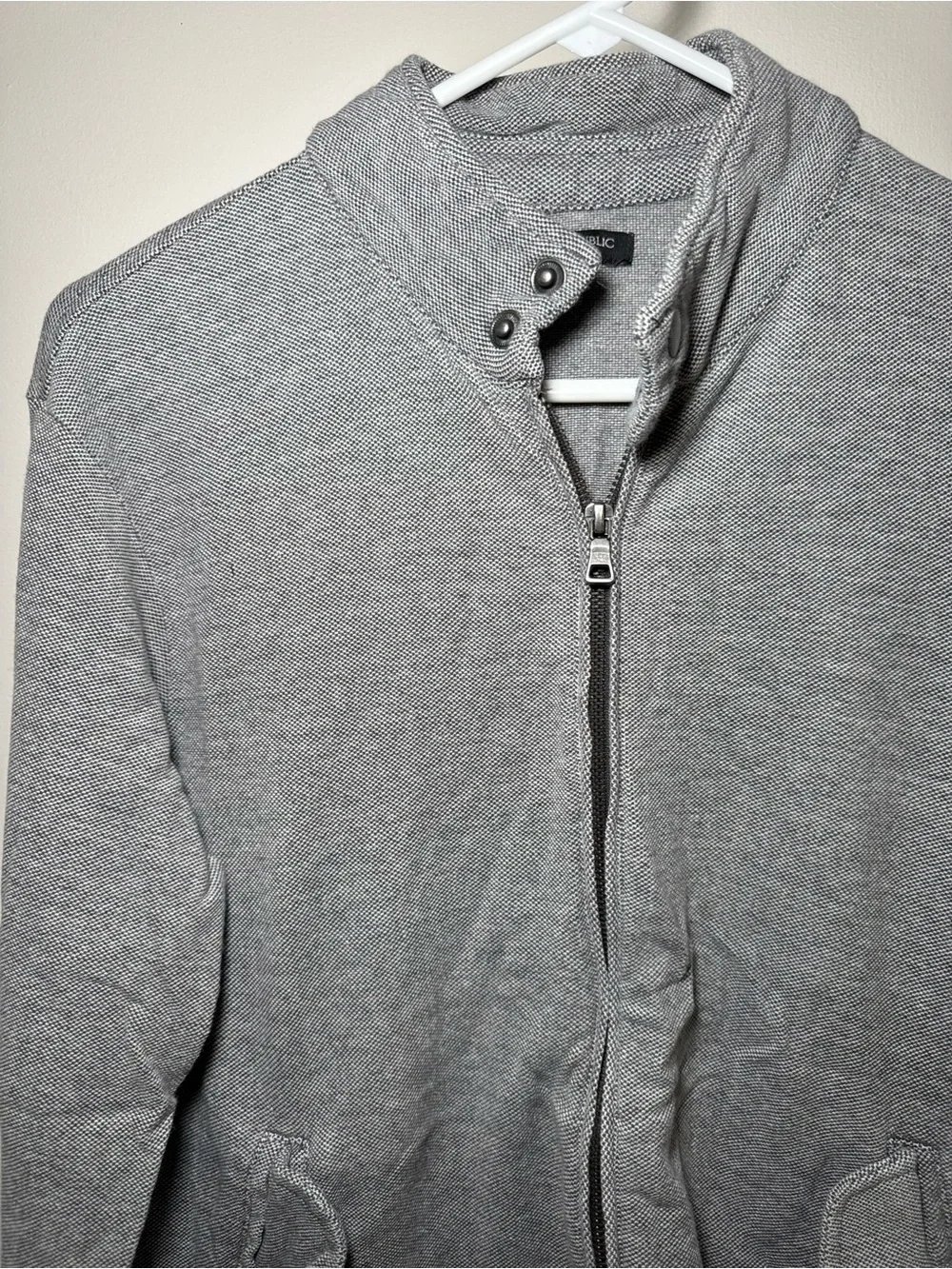 Banana Republic Light Gray Zip-Up Knit Jacket